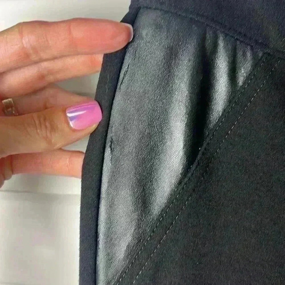 Cache Flare Dress Pants With Faux Leather Details Size 4 Black - Picture 4 of 9